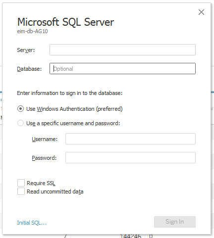 Idea: SQL Database Connection using "Specific Username & Password" of ...