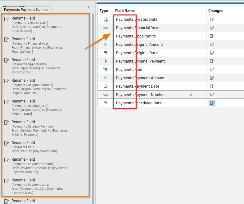 Idea: Tableau Prep: Ability to add prefix or suffix to field names