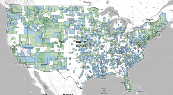 States in US map disappear when counties are filtered out