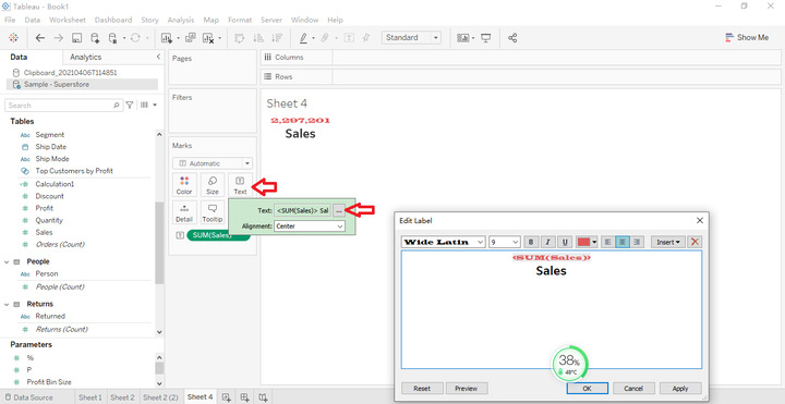 Adding Tooltips to Textboxes in Tableau